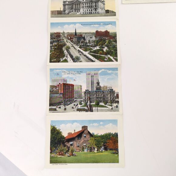Detroit Michigan 1910s Fold-Out Postcards Posted 1917 Cityscape Buildings People - Picture 9 of 10